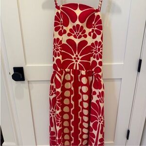 Farm Rio Red and Cream Floral Dress